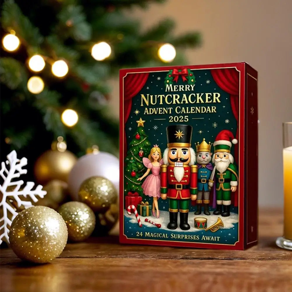 2D Flat Nutcracker Advent Calendars 2025, 24 Days Merry Nutcracker Ornaments Christmas Countdown Calendar, Cartoon Nutcracker