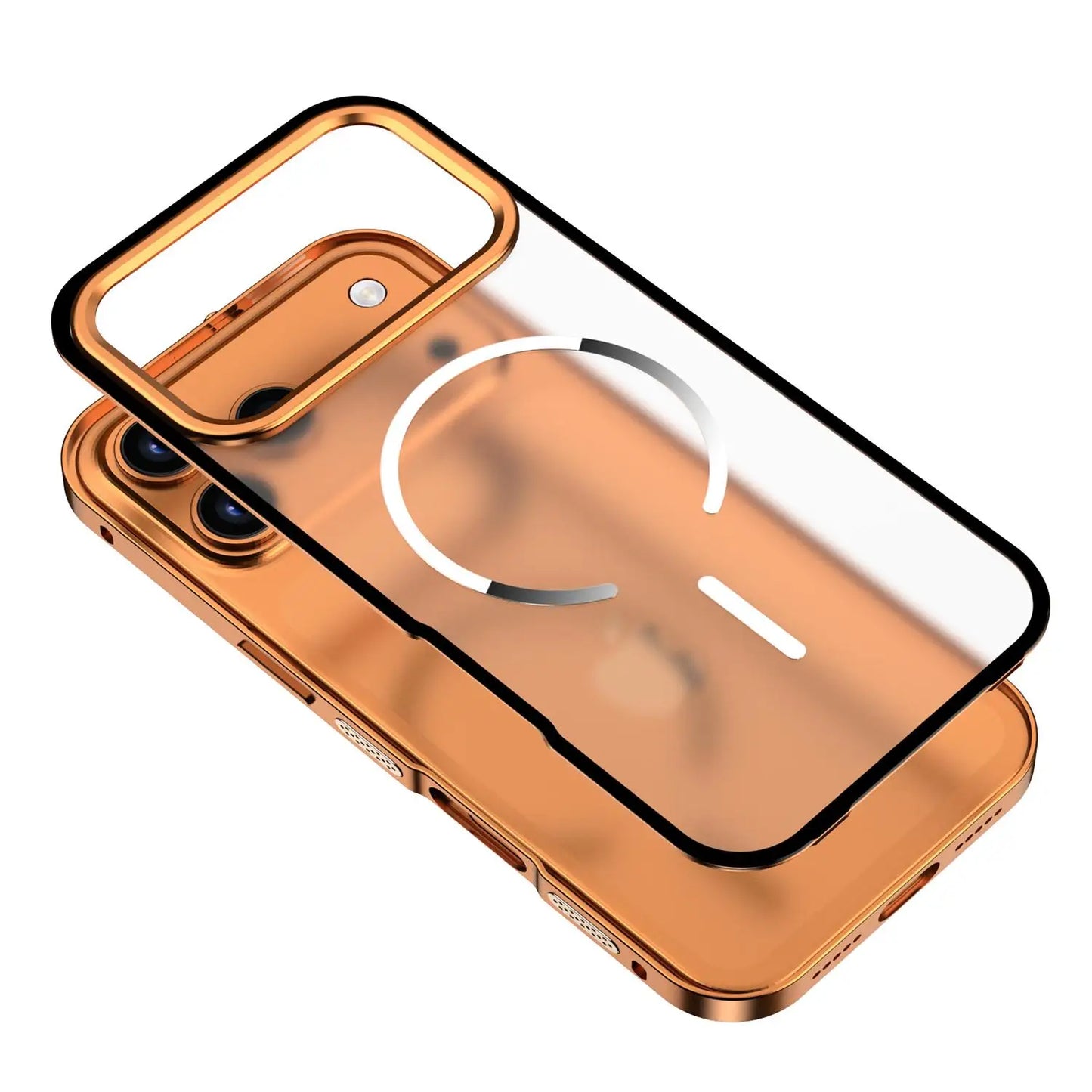 Metal Frame Removable Phone Case For iPhone 17 Pro Max 17Air For Magsafe Wireless Charging Aluminum Alloy Lens Matte Back Cover