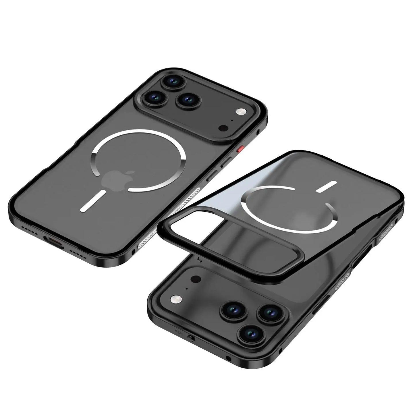 Metal Frame Removable Phone Case For iPhone 17 Pro Max 17Air For Magsafe Wireless Charging Aluminum Alloy Lens Matte Back Cover