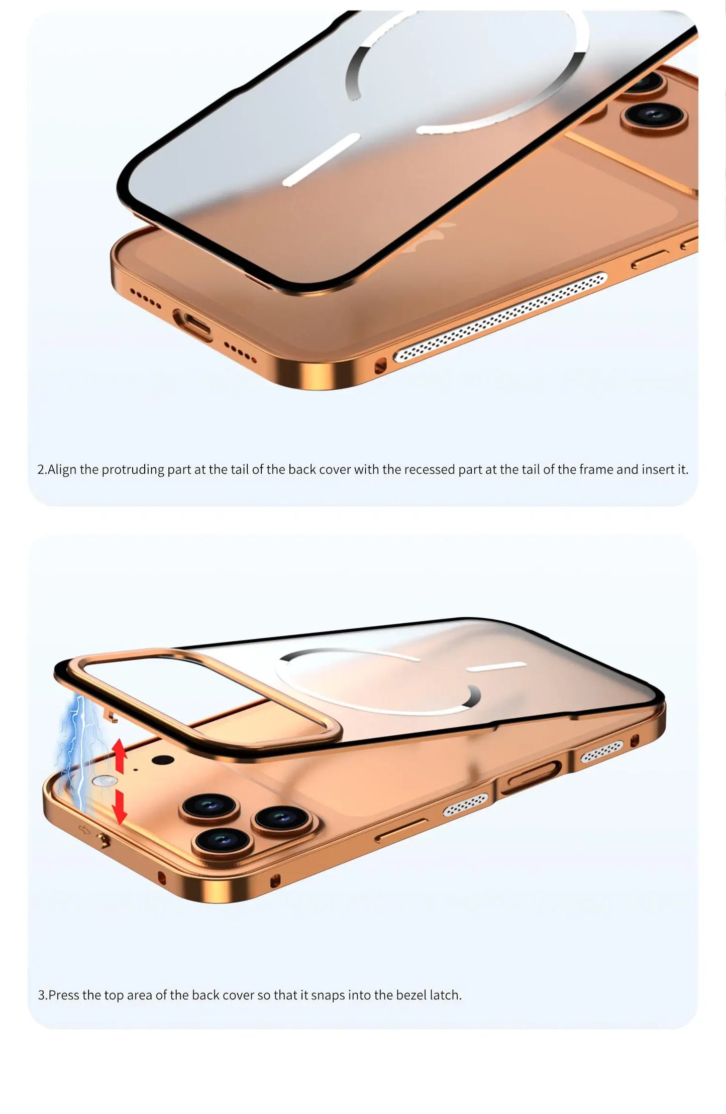 Metal Frame Removable Phone Case For iPhone 17 Pro Max 17Air For Magsafe Wireless Charging Aluminum Alloy Lens Matte Back Cover