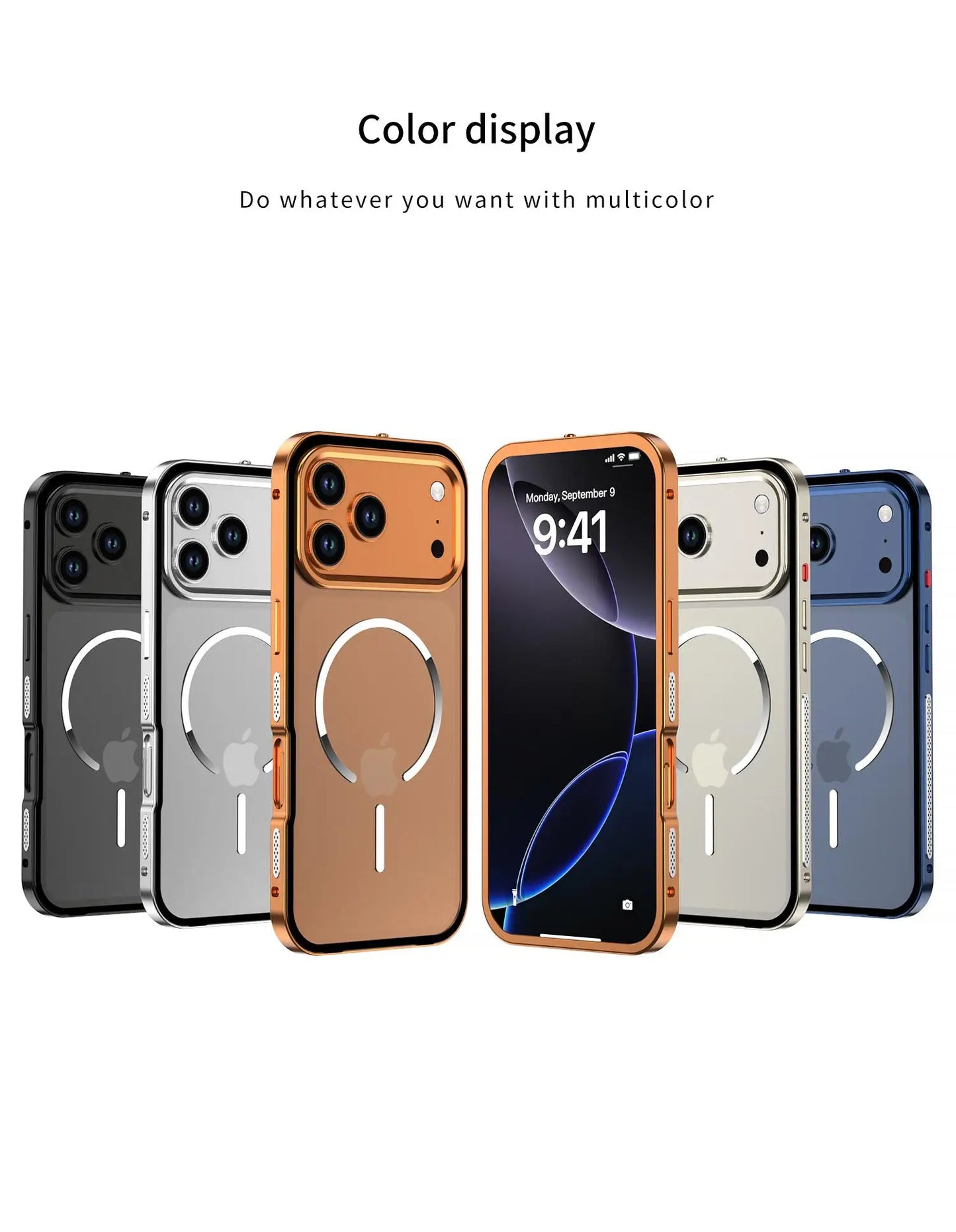 Metal Frame Removable Phone Case For iPhone 17 Pro Max 17Air For Magsafe Wireless Charging Aluminum Alloy Lens Matte Back Cover