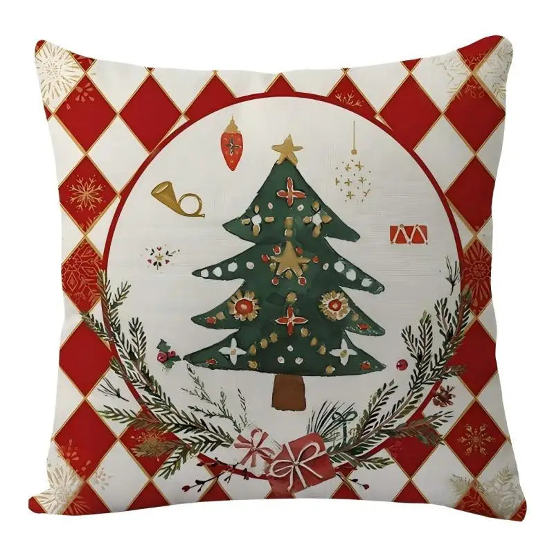 45*45cm Linen Merry Christmas Cushion Cover Sofa Throw Pillowcase Christmas Decoration For Home Gift Xmas Ornament New Year 2025