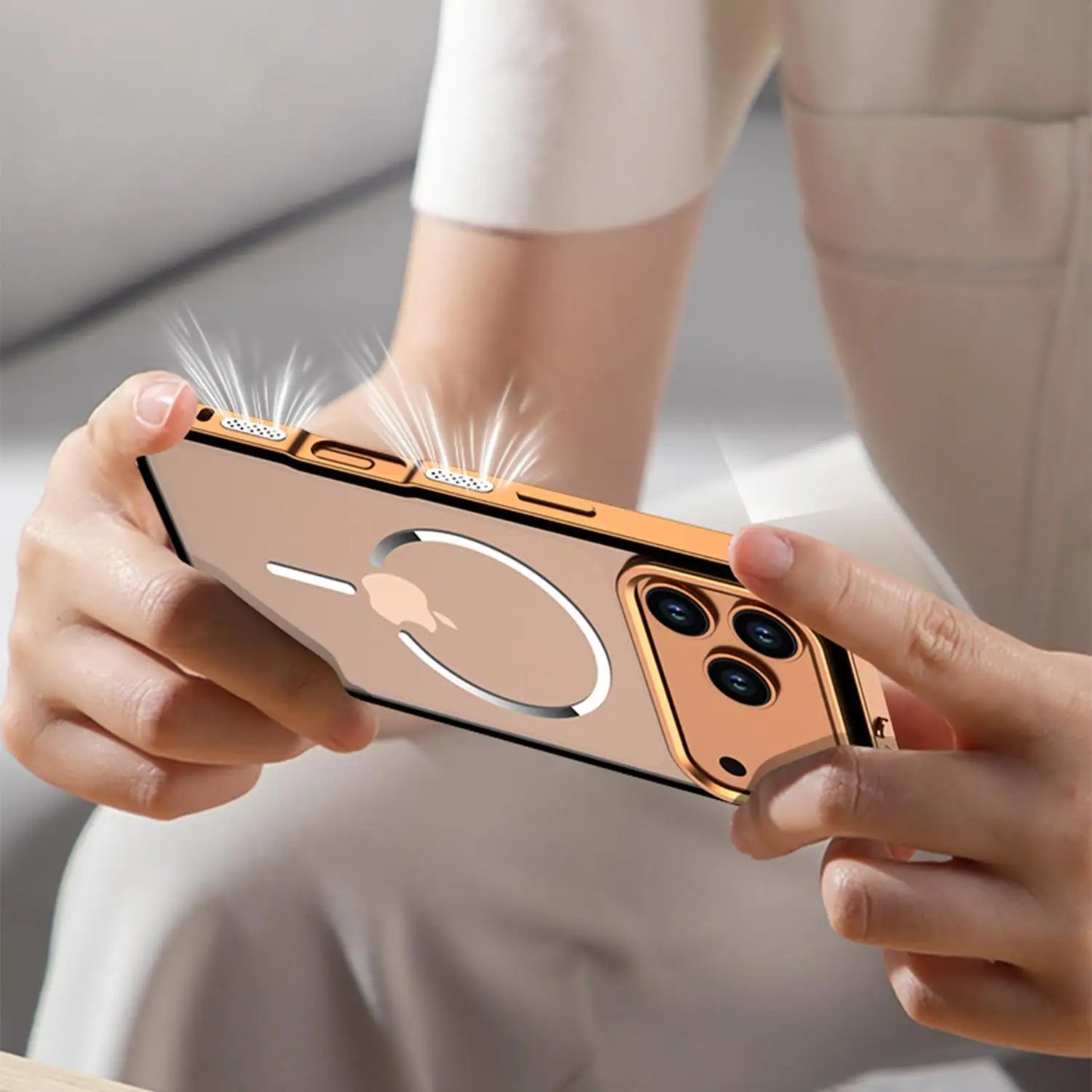 Metal Frame Removable Phone Case For iPhone 17 Pro Max 17Air For Magsafe Wireless Charging Aluminum Alloy Lens Matte Back Cover