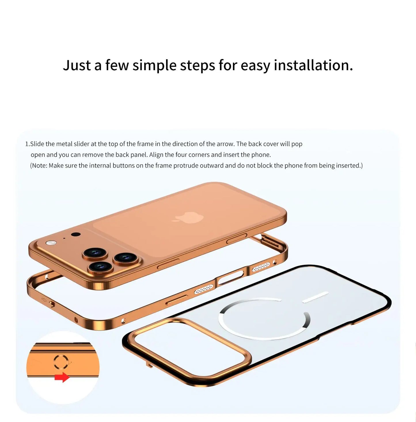 Metal Frame Removable Phone Case For iPhone 17 Pro Max 17Air For Magsafe Wireless Charging Aluminum Alloy Lens Matte Back Cover