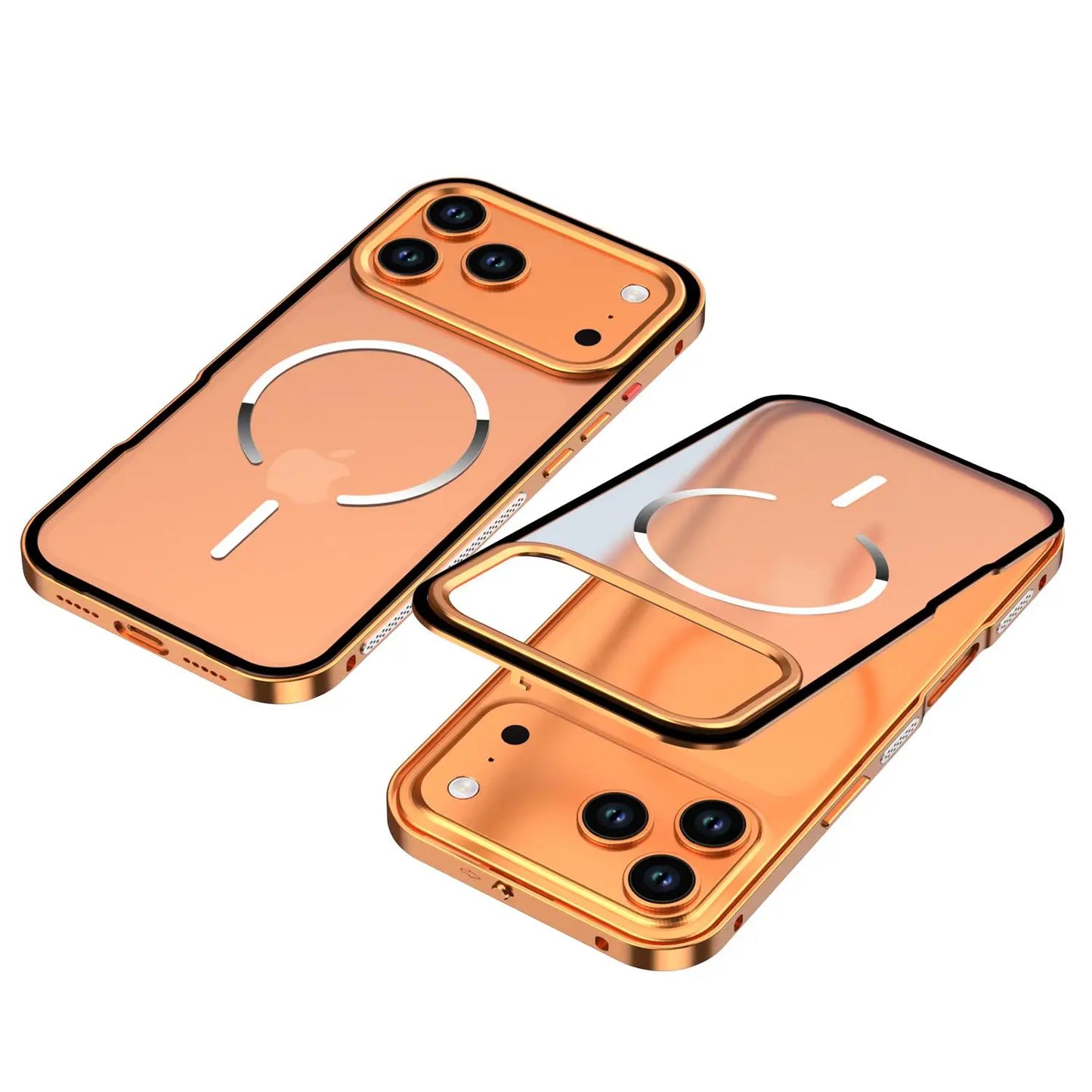 Metal Frame Removable Phone Case For iPhone 17 Pro Max 17Air For Magsafe Wireless Charging Aluminum Alloy Lens Matte Back Cover