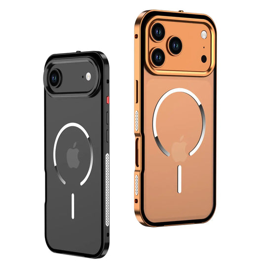 Metal Frame Removable Phone Case For iPhone 17 Pro Max 17Air For Magsafe Wireless Charging Aluminum Alloy Lens Matte Back Cover