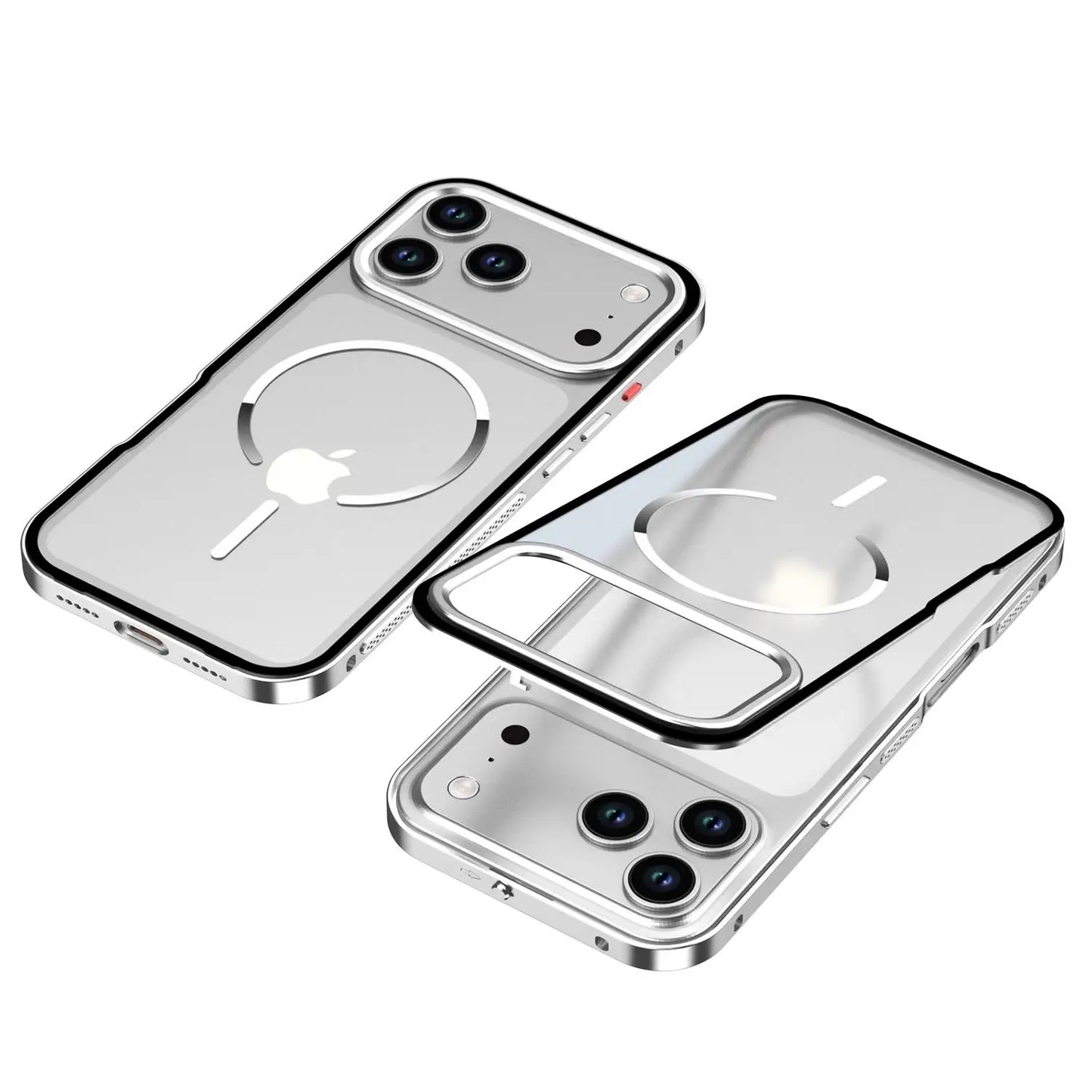 Metal Frame Removable Phone Case For iPhone 17 Pro Max 17Air For Magsafe Wireless Charging Aluminum Alloy Lens Matte Back Cover