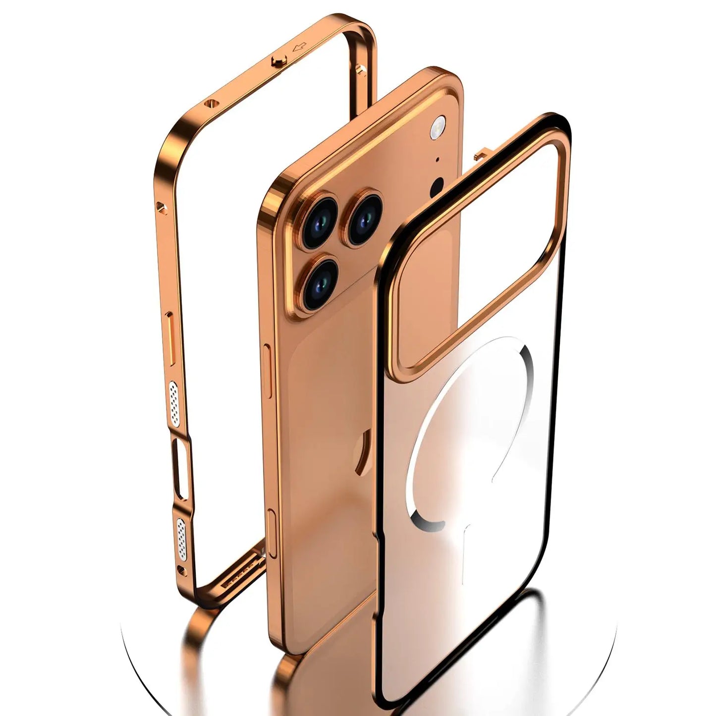 Metal Frame Removable Phone Case For iPhone 17 Pro Max 17Air For Magsafe Wireless Charging Aluminum Alloy Lens Matte Back Cover