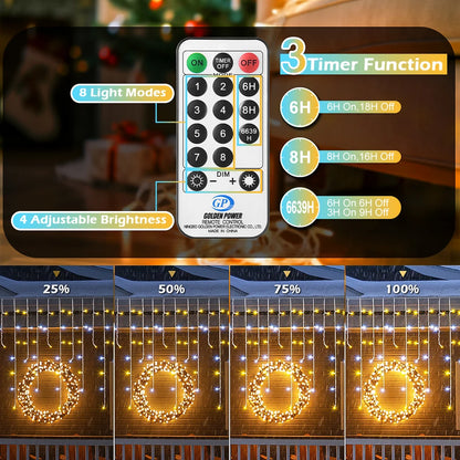 LED Icicle Lights 10m Holiday Fairy String Lights With 8 Mode For Bedroom Garden Outdoor Street Garland Festival Christmas Decor