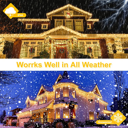 LED Icicle Lights 10m Holiday Fairy String Lights With 8 Mode For Bedroom Garden Outdoor Street Garland Festival Christmas Decor