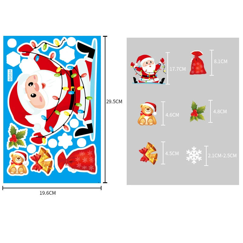 Christmas Glass Stickers  Home Decor Ornaments Xmas Snowflake Santa Claus Door Shop Window Sticker New Year Christmas Decoration