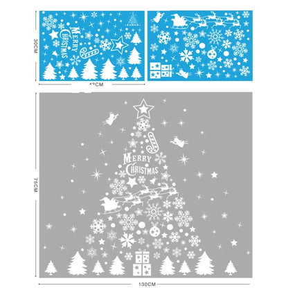 Christmas Glass Stickers  Home Decor Ornaments Xmas Snowflake Santa Claus Door Shop Window Sticker New Year Christmas Decoration