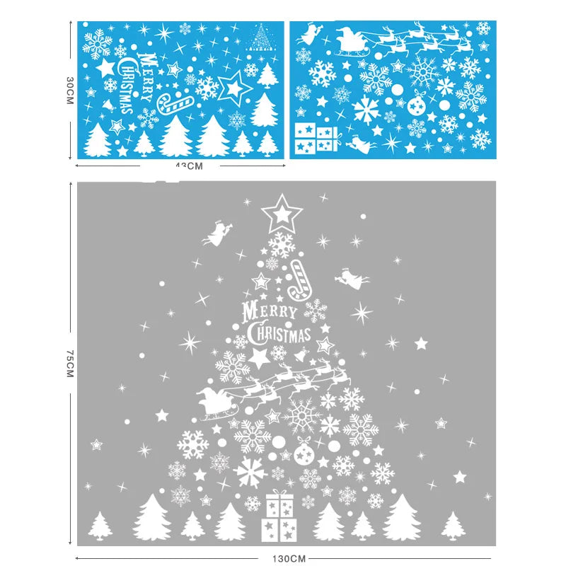 Christmas Glass Stickers  Home Decor Ornaments Xmas Snowflake Santa Claus Door Shop Window Sticker New Year Christmas Decoration