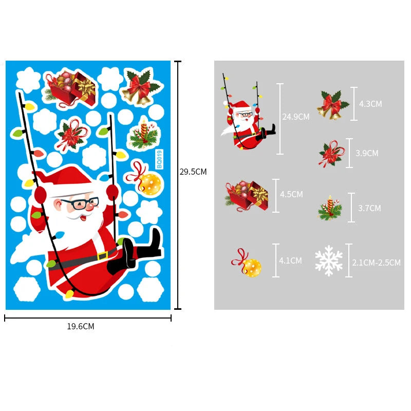 Christmas Glass Stickers  Home Decor Ornaments Xmas Snowflake Santa Claus Door Shop Window Sticker New Year Christmas Decoration