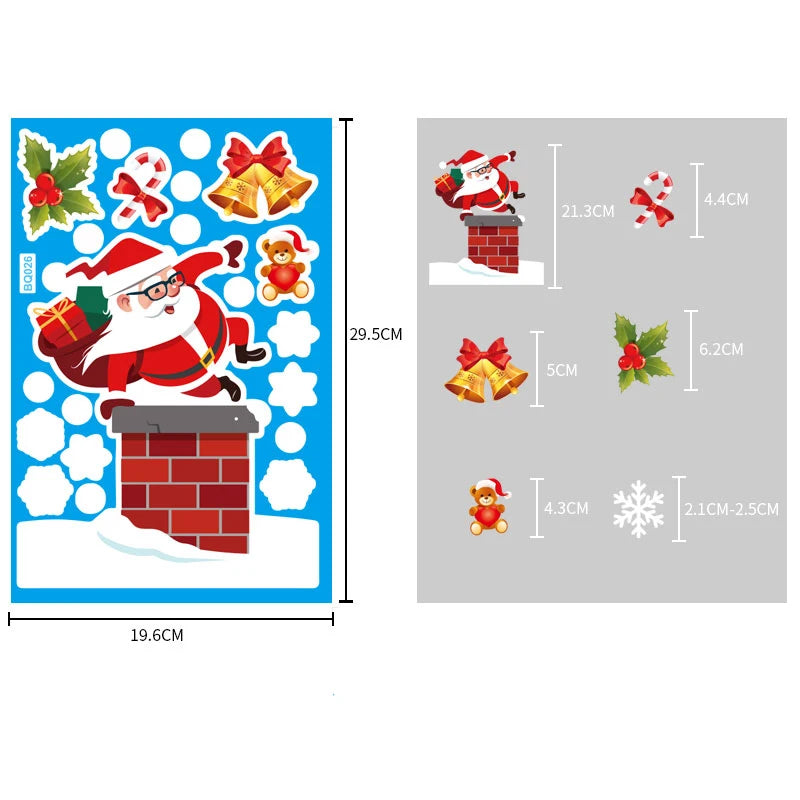 Christmas Glass Stickers  Home Decor Ornaments Xmas Snowflake Santa Claus Door Shop Window Sticker New Year Christmas Decoration