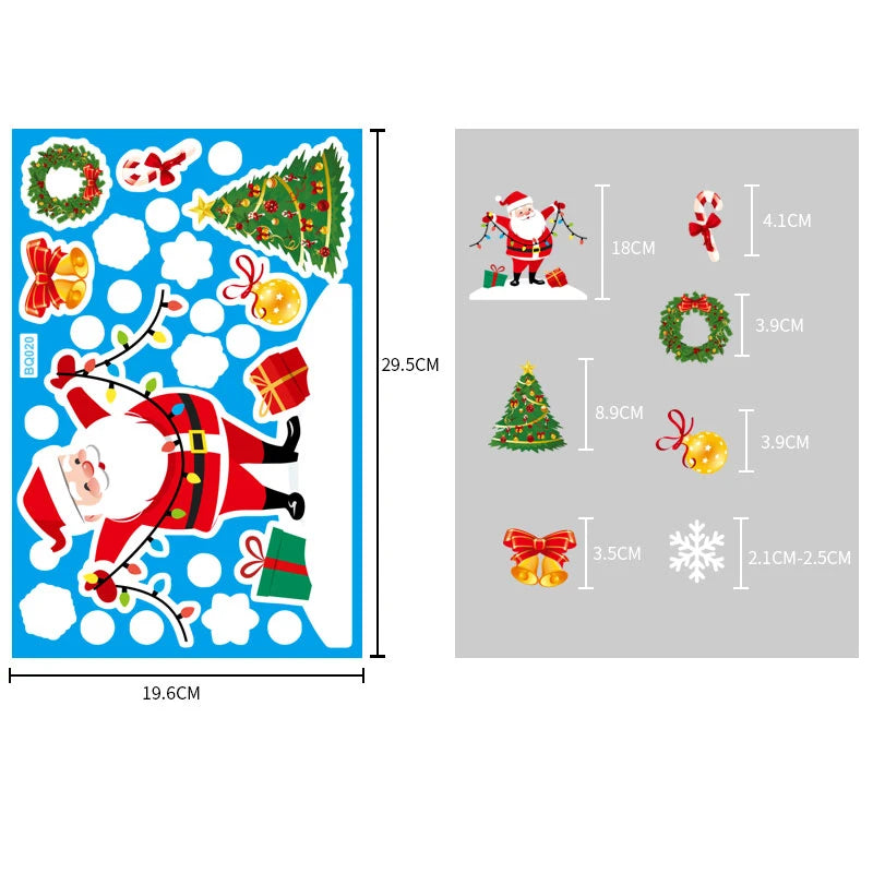 Christmas Glass Stickers  Home Decor Ornaments Xmas Snowflake Santa Claus Door Shop Window Sticker New Year Christmas Decoration