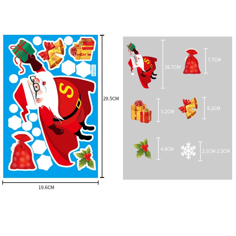 Christmas Glass Stickers  Home Decor Ornaments Xmas Snowflake Santa Claus Door Shop Window Sticker New Year Christmas Decoration