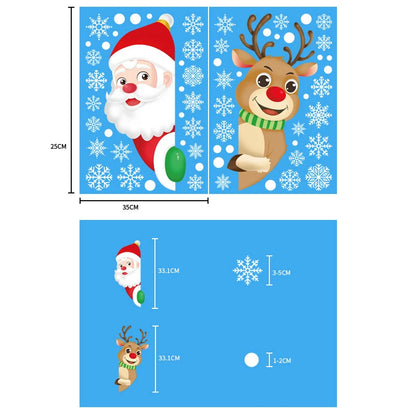 Christmas Glass Stickers  Home Decor Ornaments Xmas Snowflake Santa Claus Door Shop Window Sticker New Year Christmas Decoration
