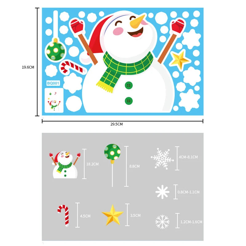 Christmas Glass Stickers  Home Decor Ornaments Xmas Snowflake Santa Claus Door Shop Window Sticker New Year Christmas Decoration