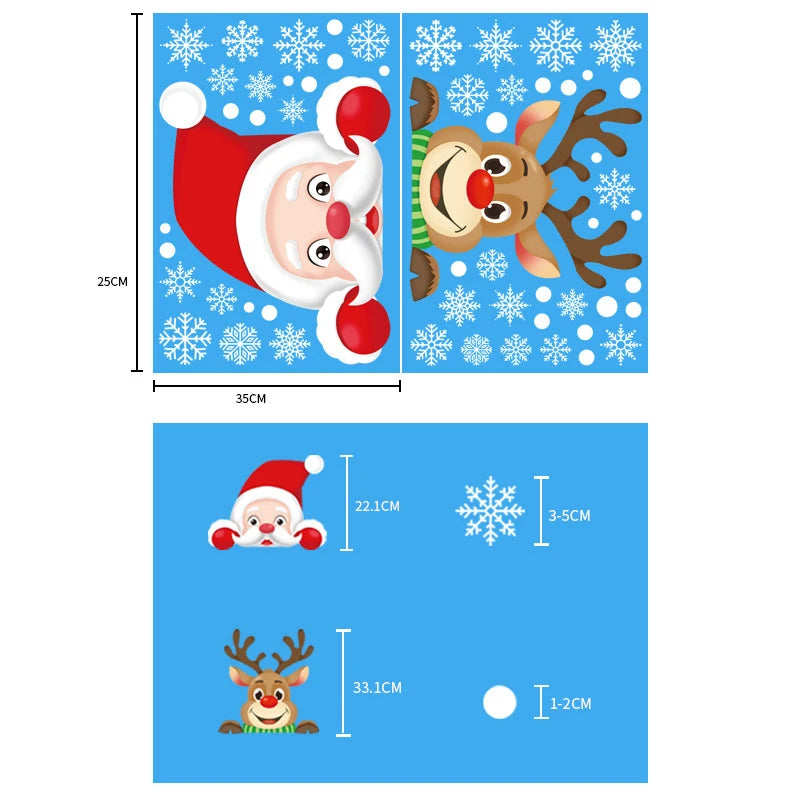 Christmas Glass Stickers  Home Decor Ornaments Xmas Snowflake Santa Claus Door Shop Window Sticker New Year Christmas Decoration