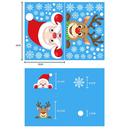 Christmas Glass Stickers  Home Decor Ornaments Xmas Snowflake Santa Claus Door Shop Window Sticker New Year Christmas Decoration