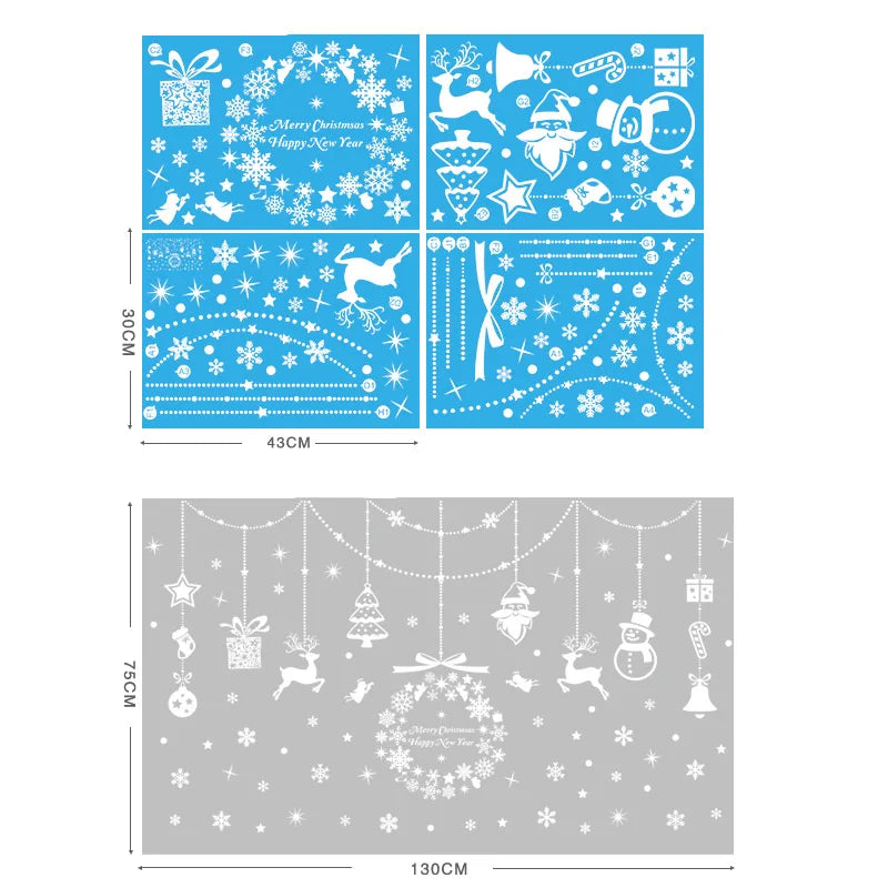 Christmas Glass Stickers  Home Decor Ornaments Xmas Snowflake Santa Claus Door Shop Window Sticker New Year Christmas Decoration