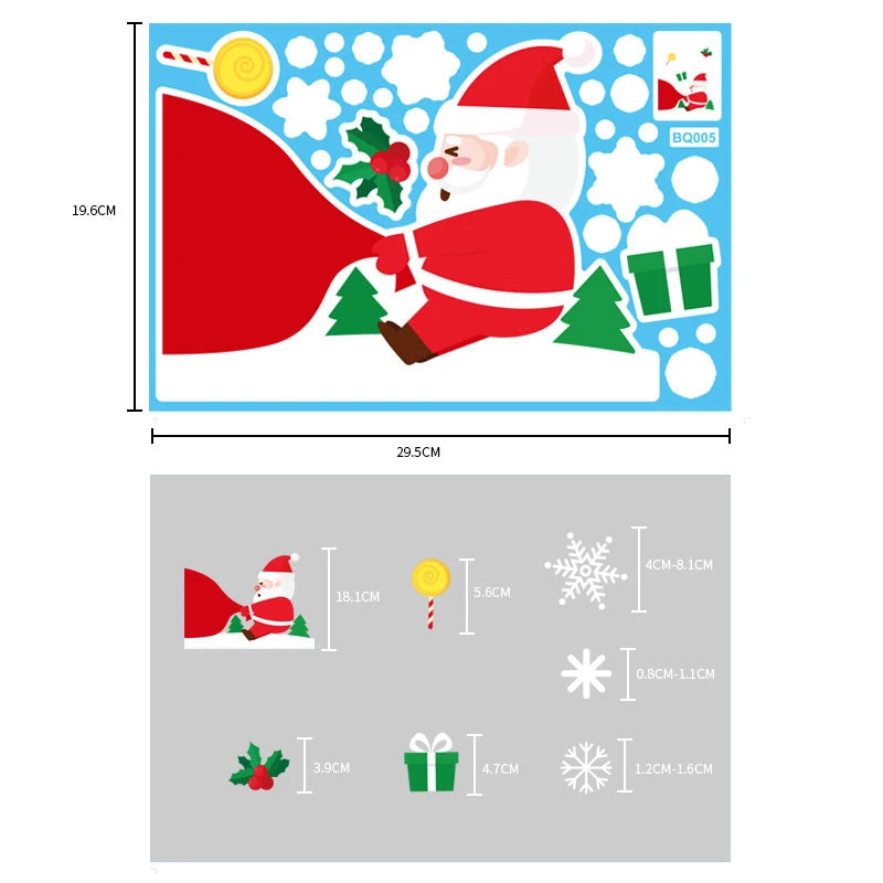 Christmas Glass Stickers  Home Decor Ornaments Xmas Snowflake Santa Claus Door Shop Window Sticker New Year Christmas Decoration