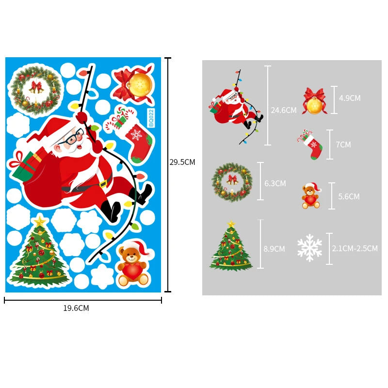Christmas Glass Stickers  Home Decor Ornaments Xmas Snowflake Santa Claus Door Shop Window Sticker New Year Christmas Decoration