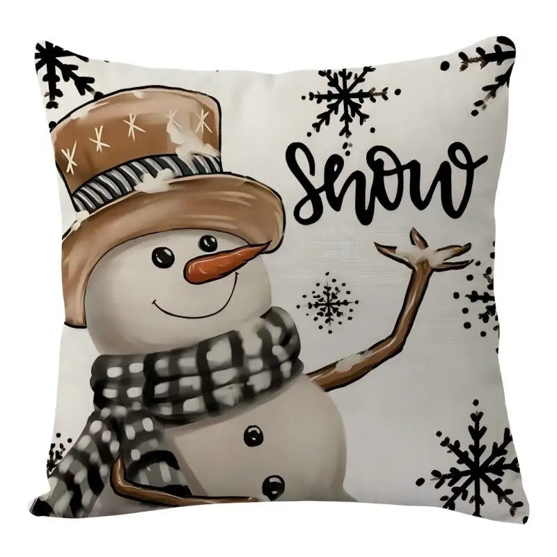 45*45cm Linen Merry Christmas Cushion Cover Sofa Throw Pillowcase Christmas Decoration For Home Gift Xmas Ornament New Year 2025