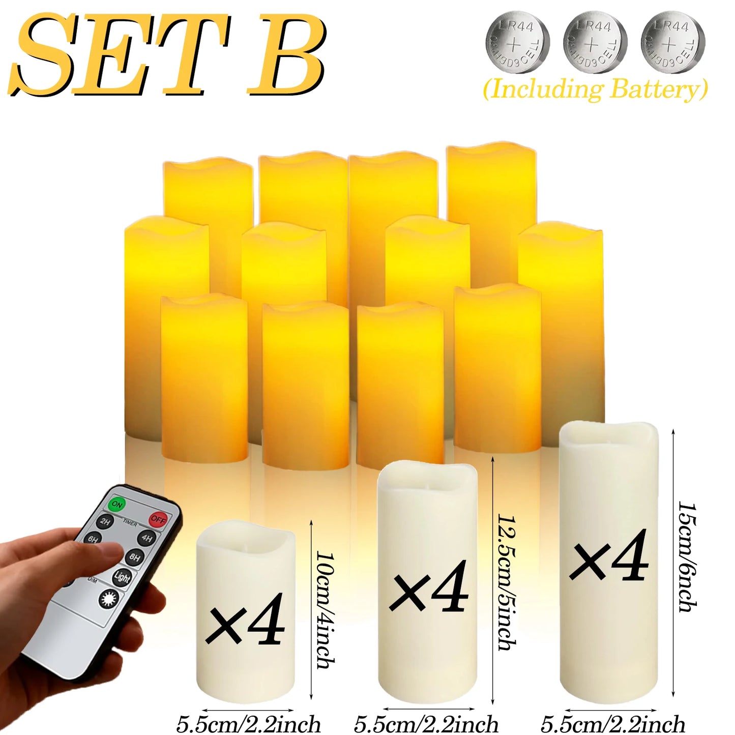 9-180PCS Flameless LED Candles for Wedding Artificial Candles LED Pillar Candle for Concert Decor Battery Powered with Remote