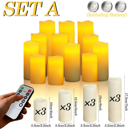 9-180PCS Flameless LED Candles for Wedding Artificial Candles LED Pillar Candle for Concert Decor Battery Powered with Remote