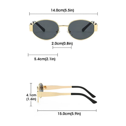 Classic Vintage Oval Sunglasses New Elliptical Frame Metal Frame Personalized Sunglasses Outdoor Shades Uv400 Trendy Fancy Gift