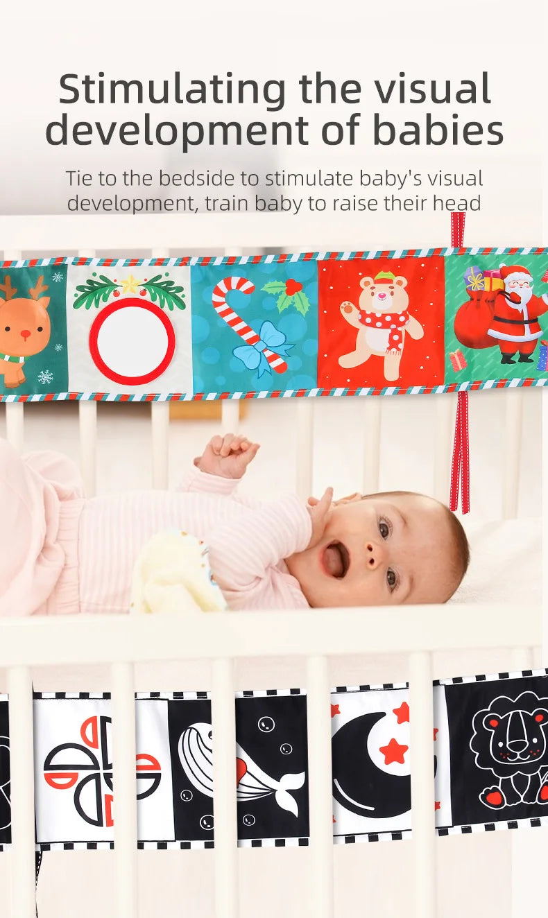 Sensory Cloth Book Baby Toys 0 12 Months Newborn Bed Crib Bumper Black and White Animal Quiet Books Montessori Baby Book Toys