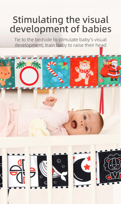 Sensory Cloth Book Baby Toys 0 12 Months Newborn Bed Crib Bumper Black and White Animal Quiet Books Montessori Baby Book Toys
