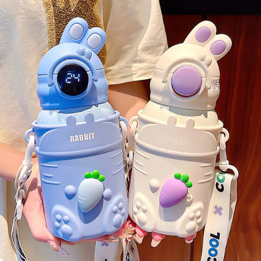 500ml Stainless Steel Thermal Water Bottle For Kids Cartoon Children Thermos Mug With Straw Leak-Proof Insulated Cup Drinkware