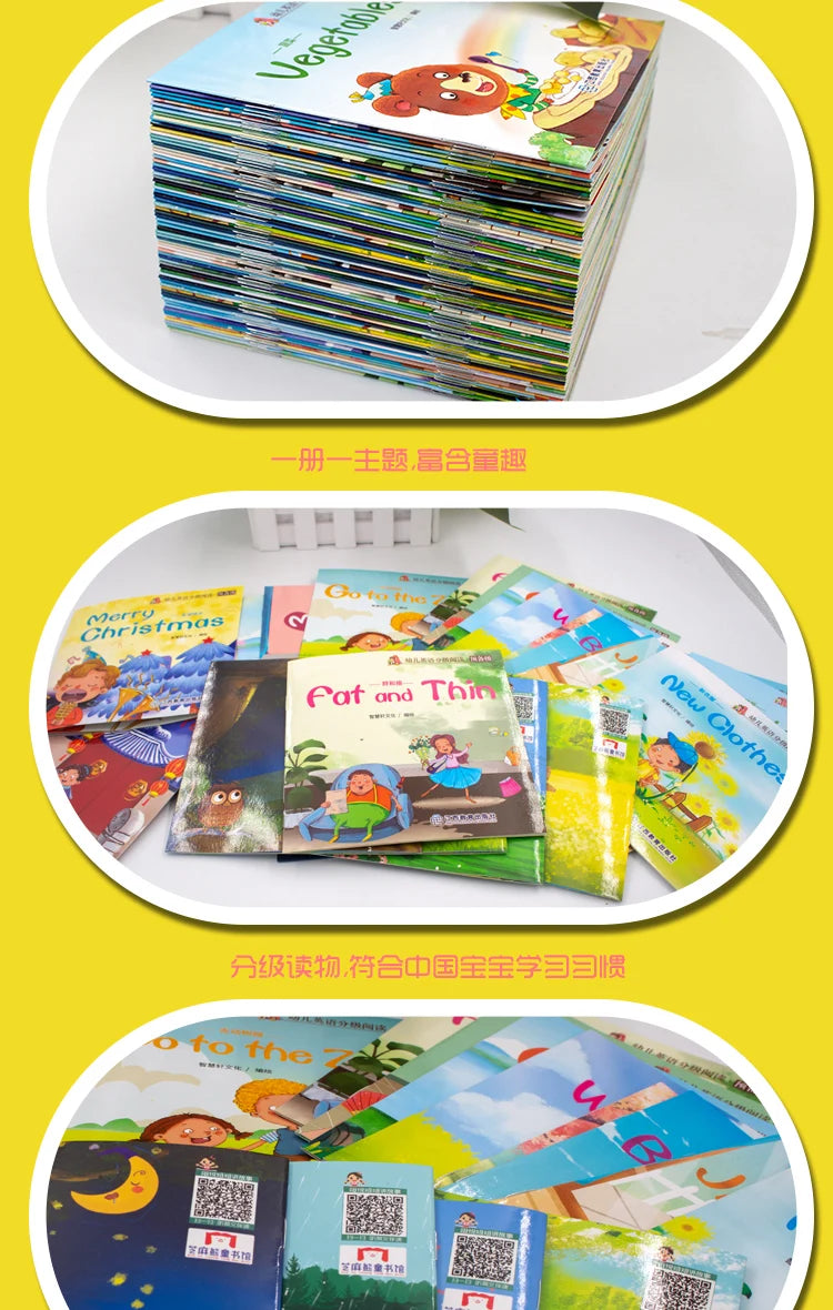 60pcs/Set Video Reading Children's English Early Learning Picture Book Storybook Enlightenment Cognitive Tale Bedtime Story