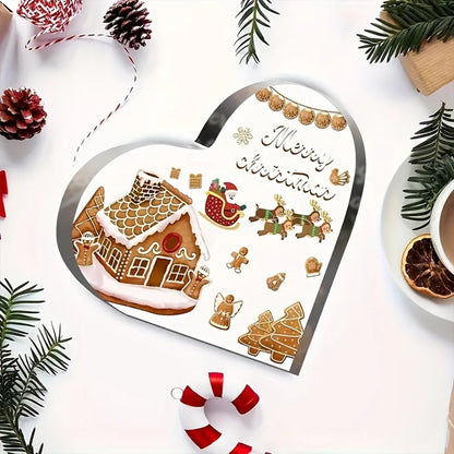 Charming Heart-Shaped Acrylic Christmas Ornament - Perfect For Holiday Decor & Gifts, Versatile Indoor Use Holiday Decorations V