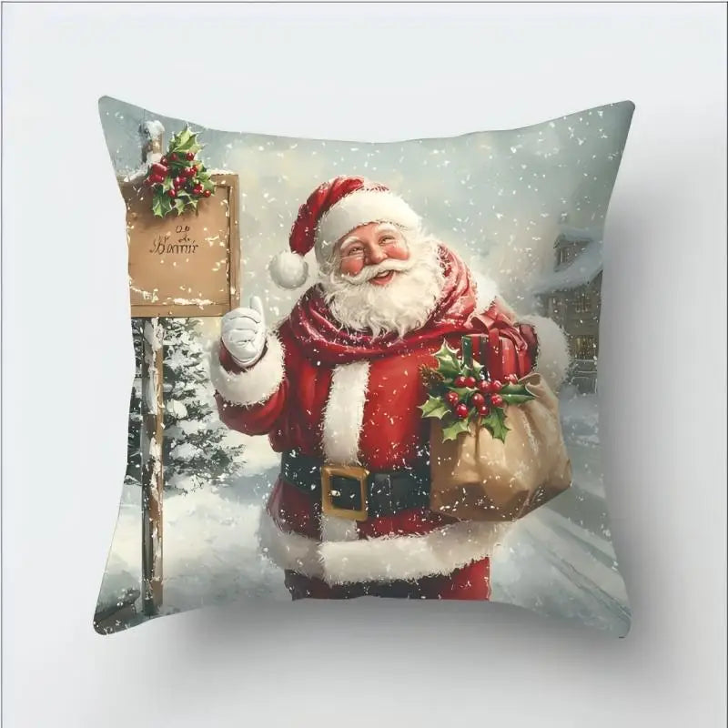 Christmas Decoration Christmas Cushion Cover Pillowcase For Home Xmas Tree Snowman Printed Pillow Case 2026 New Year Ornament