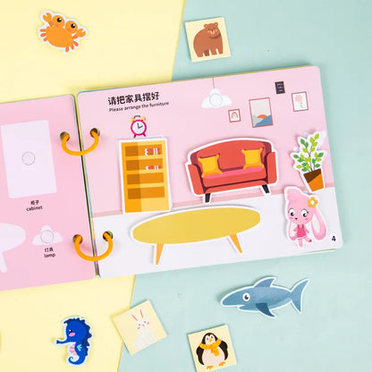 Quiet Busy Book Baby Montessori Material Toys Sticker Paste Matching Game Toddler Cognition Toy Book Kids Early Educational Toys