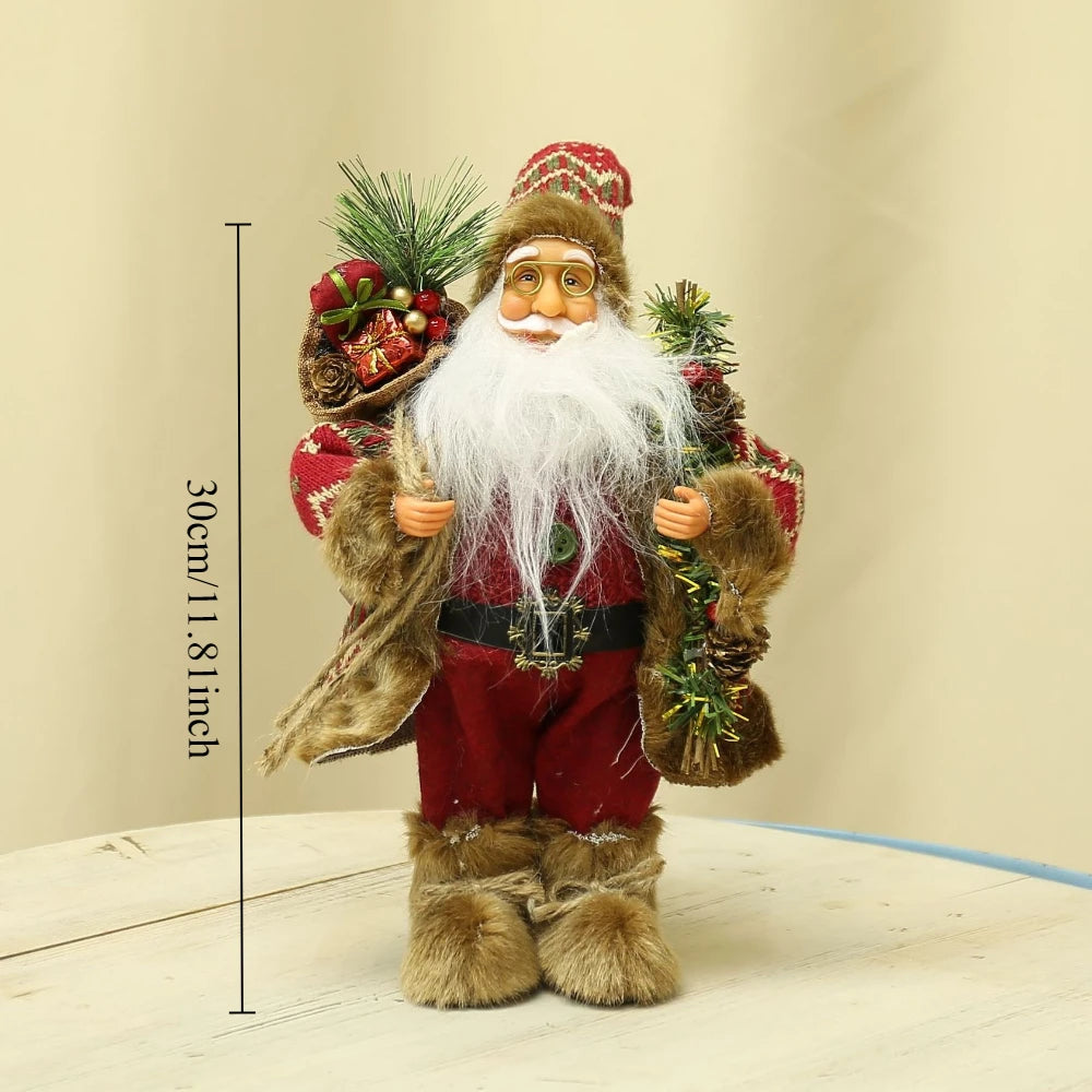 12-inch Cute Santa Claus Statue - Bright Polyester Christmas Decoration for Holiday Parties, Events and Home Displays, with Fest