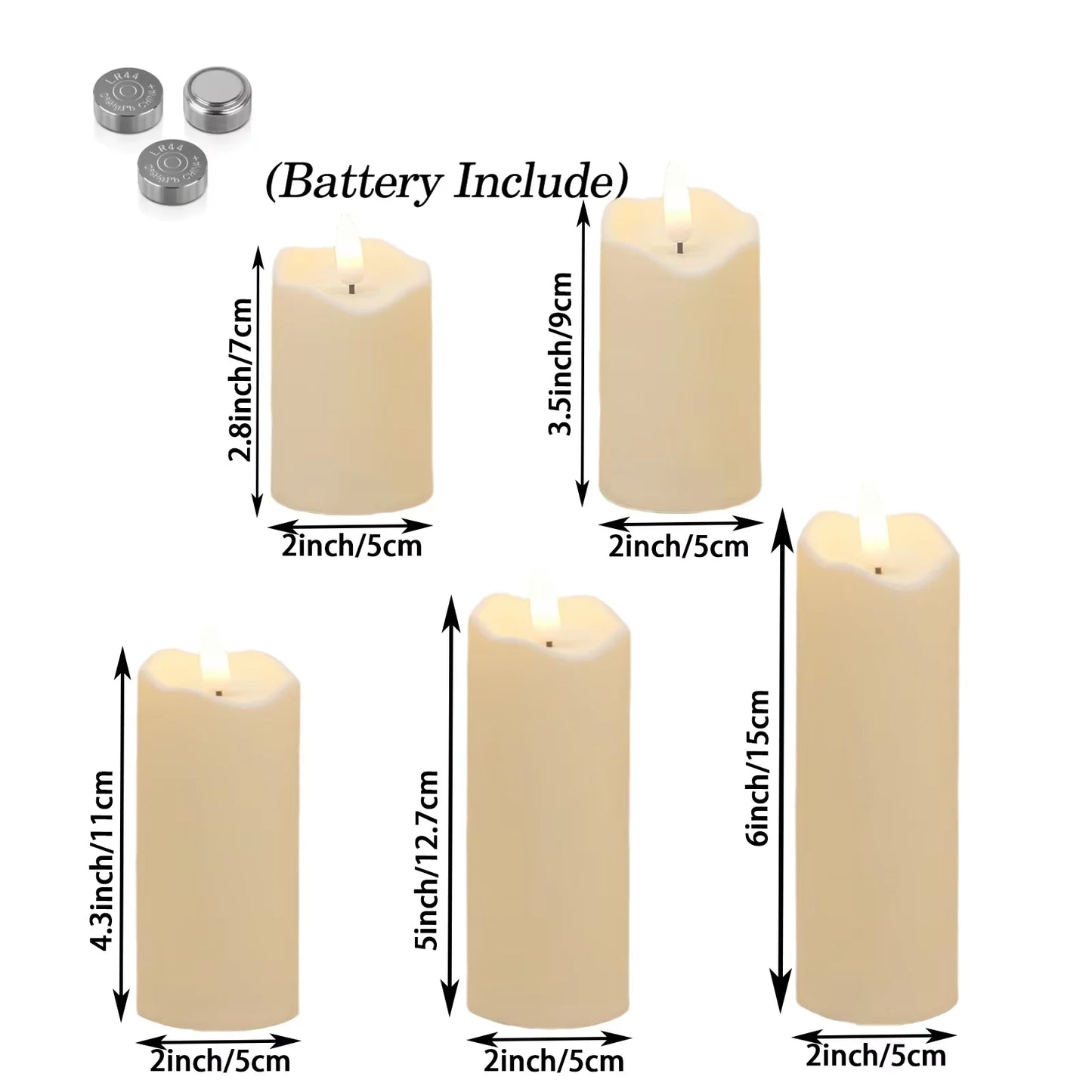 Flameless Candles with Battery LED Candle Decorative Pillar Candles Fake Plastic Candles Battery Operated Home Wedding Concert