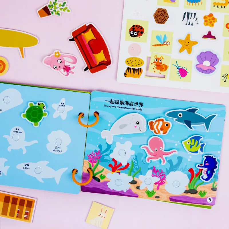 Quiet Busy Book Baby Montessori Material Toys Sticker Paste Matching Game Toddler Cognition Toy Book Kids Early Educational Toys
