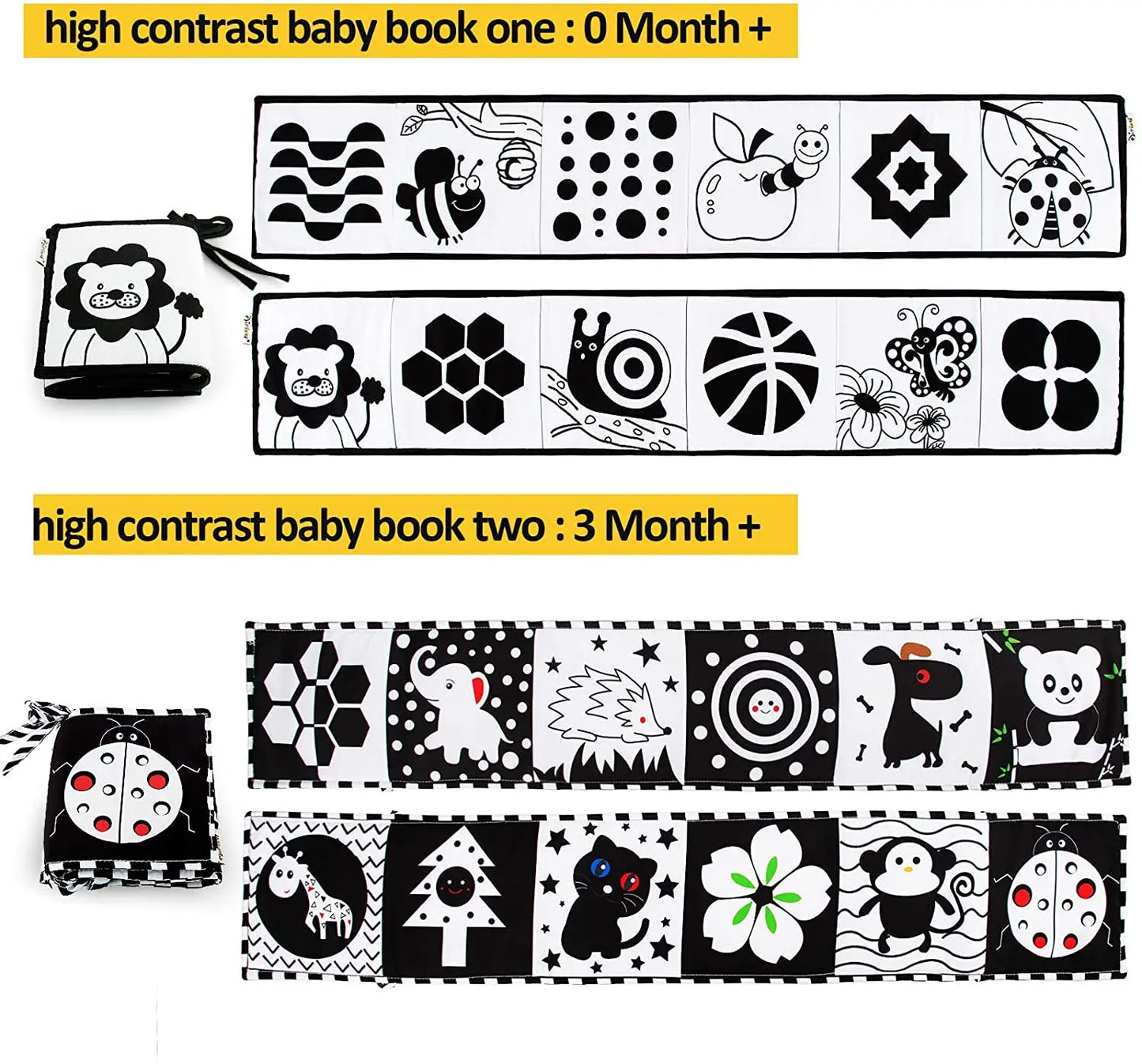 Sensory Cloth Book Baby Toys 0 12 Months Newborn Bed Crib Bumper Black and White Animal Quiet Books Montessori Baby Book Toys