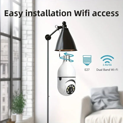 Ease Life APP-Light Bulb Security Cameras Outdoor Wireless WiFi Camera 5GHz, 360 Degree, E27 Light Socket Screw In Securi