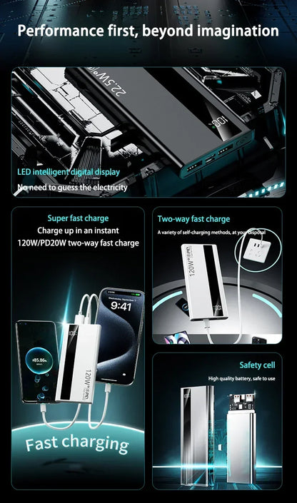 Xiaomi 500000mAh 120W Super Fast Charging High Capacity Power Bank External Battery Portable Battery Charger For iPhone Samsung