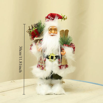 12-inch Cute Santa Claus Statue - Bright Polyester Christmas Decoration for Holiday Parties, Events and Home Displays, with Fest