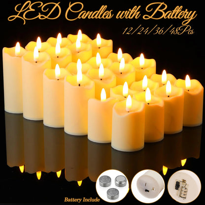 Flameless Candles with Battery LED Candle Decorative Pillar Candles Fake Plastic Candles Battery Operated Home Wedding Concert