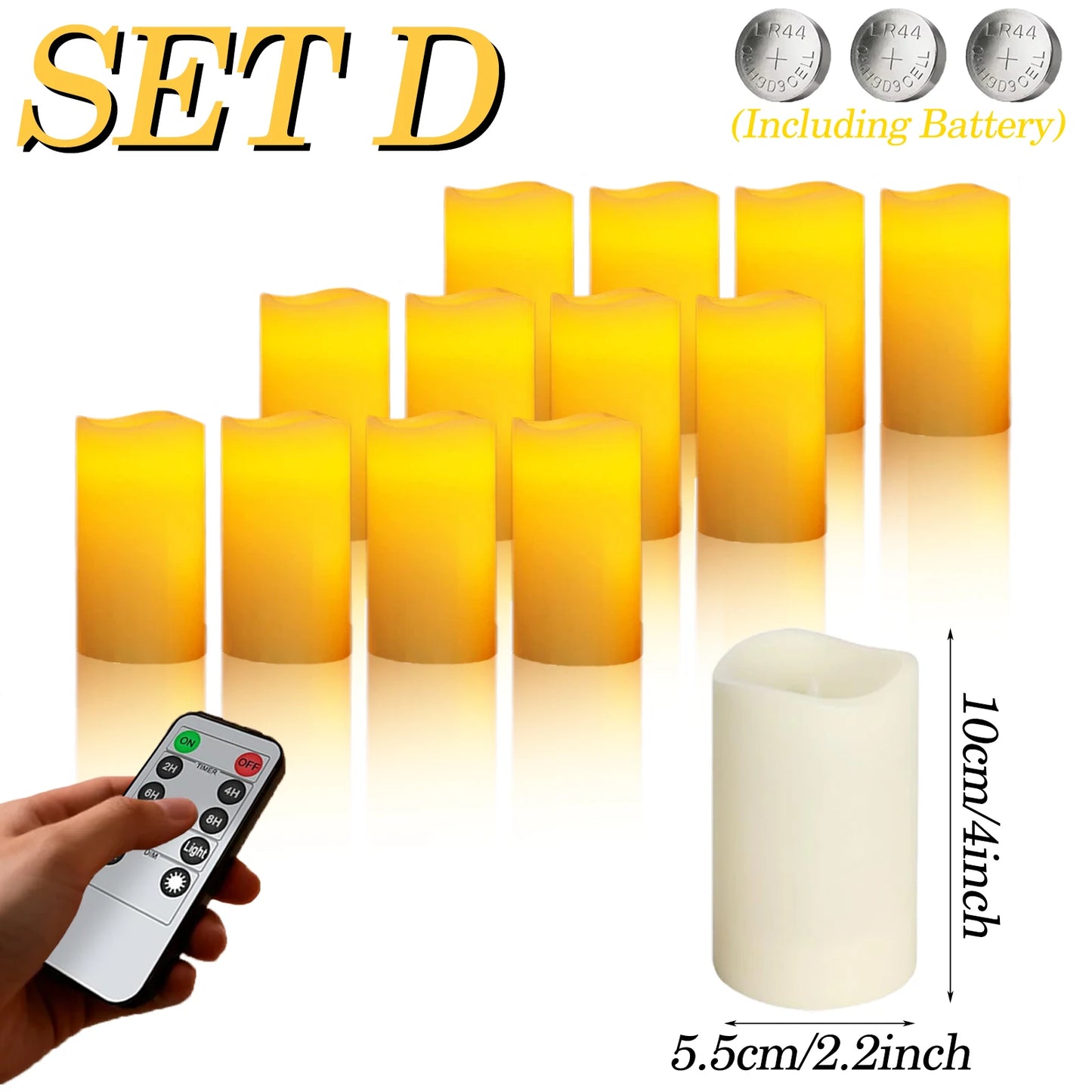 9-180PCS Flameless LED Candles for Wedding Artificial Candles LED Pillar Candle for Concert Decor Battery Powered with Remote