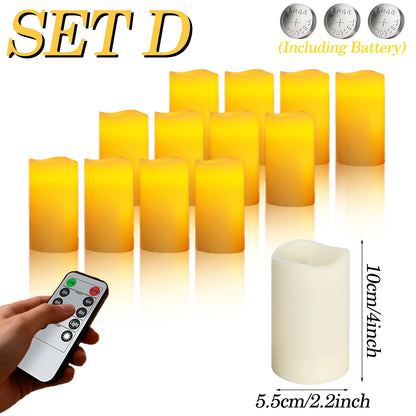 9-180PCS Flameless LED Candles for Wedding Artificial Candles LED Pillar Candle for Concert Decor Battery Powered with Remote
