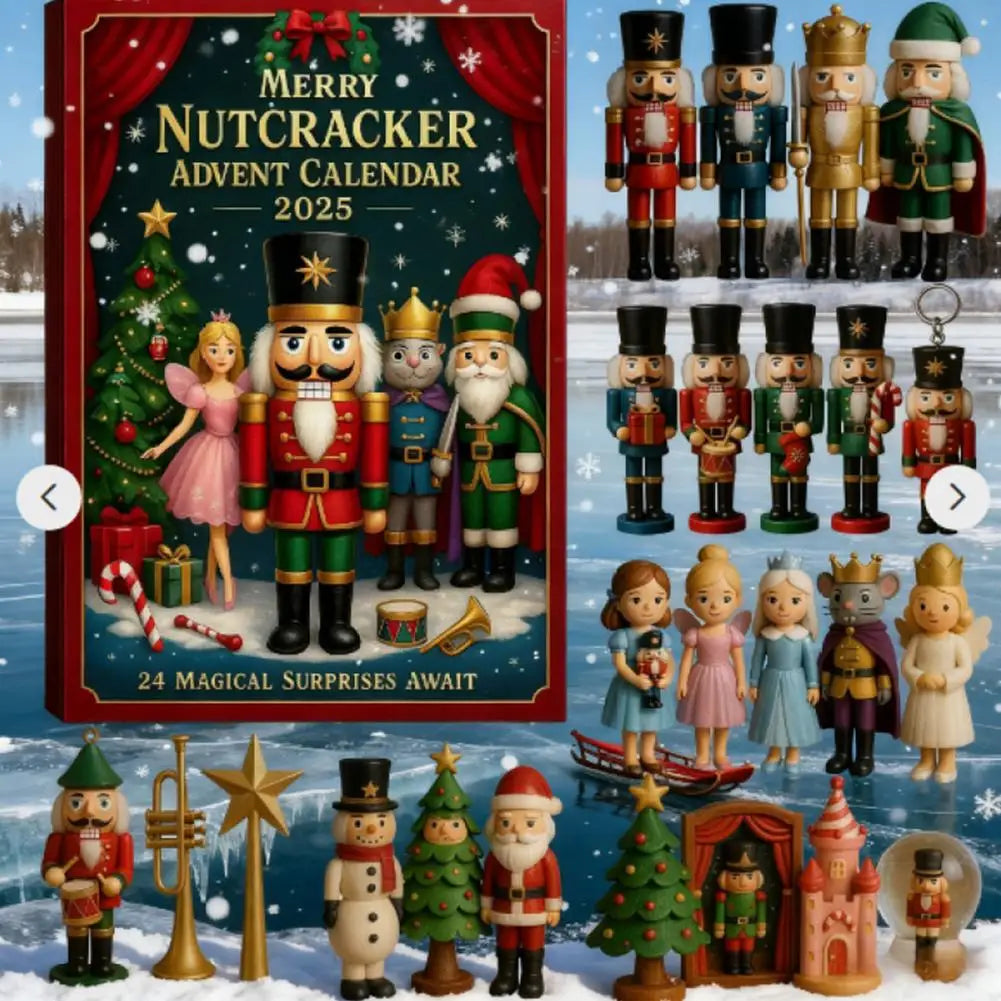 2D Flat Nutcracker Advent Calendars 2025, 24 Days Merry Nutcracker Ornaments Christmas Countdown Calendar, Cartoon Nutcracker